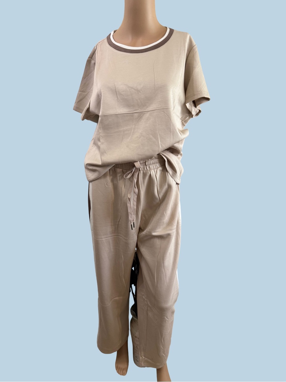 Women’s Relaxed Drawstring Loungewear Set - Cream